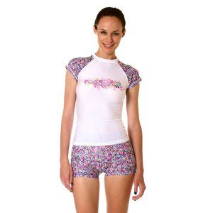 Women Rash White Guard Ladies Two Piece Bathing Suits Swimwear Surfing Vest